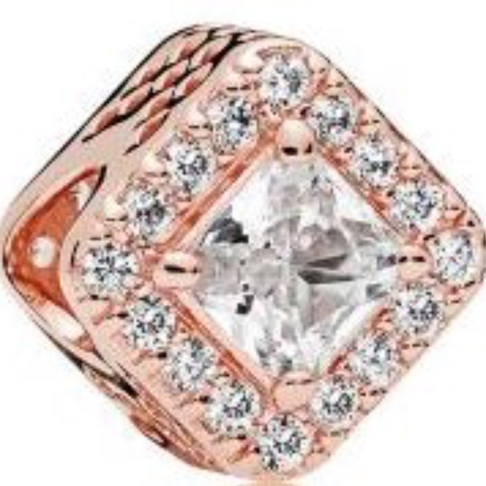 Pandora Rose Gold Square Halo CZ Charm
